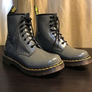 Dr. Martens 1460 W Gray Patent Leather Boots